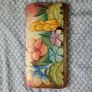 Anna handpainted tri-fold wallet